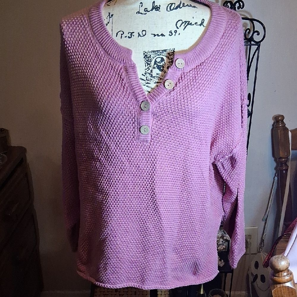 FREE PEOPLE BEACH Pink Button-Up Knit Top Sizw S/p